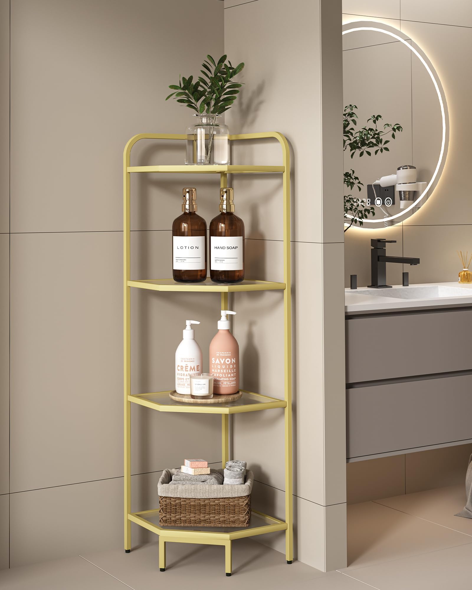 Amazon.com: Hzuaneri Corner Shelf Stand, Glass Bookshelf Bookcase